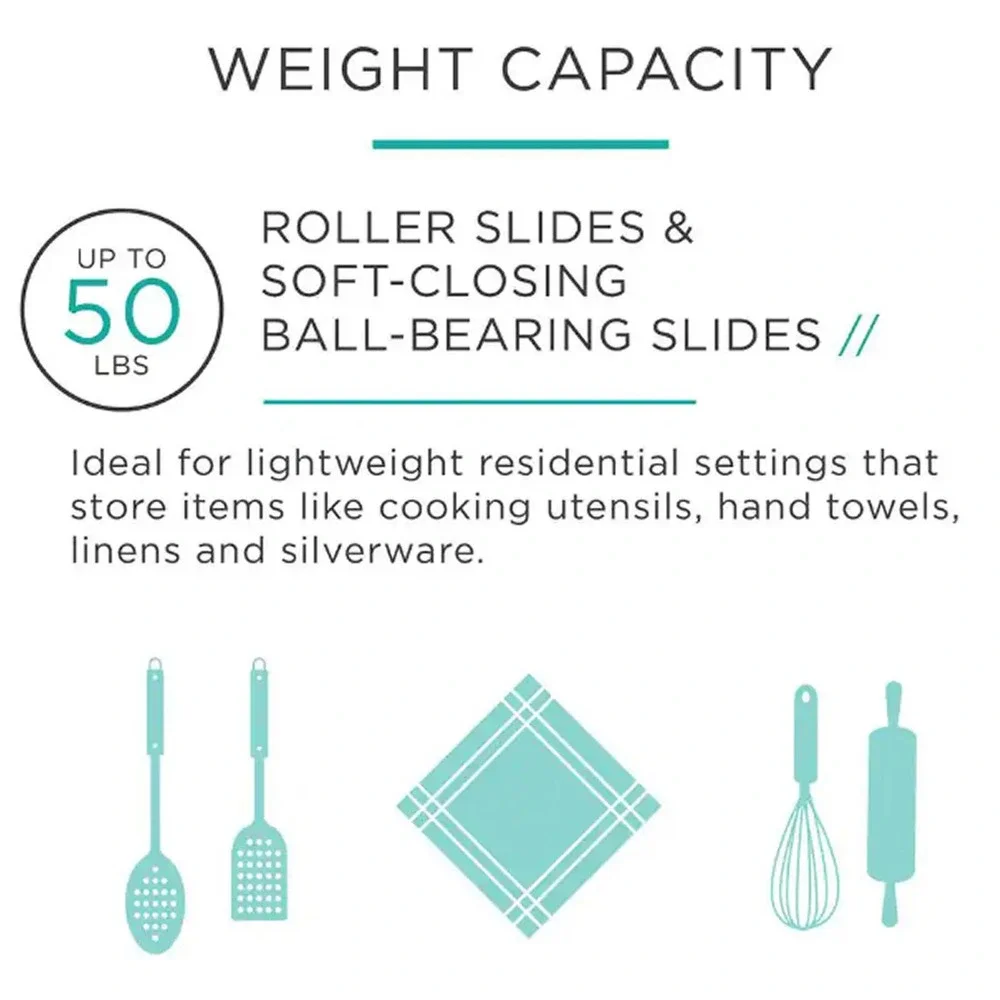 16 in. Self-Closing Bottom Mount Drawer Slide Set 1-Pair (2 Pieces), D68816E-W-W